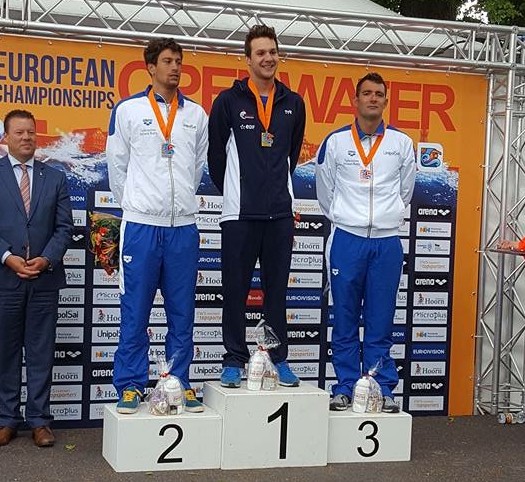 Hoorn 2016-podio 25 km - con Matteo Furlan e Edoardo Stochino- PH. E.Stochino